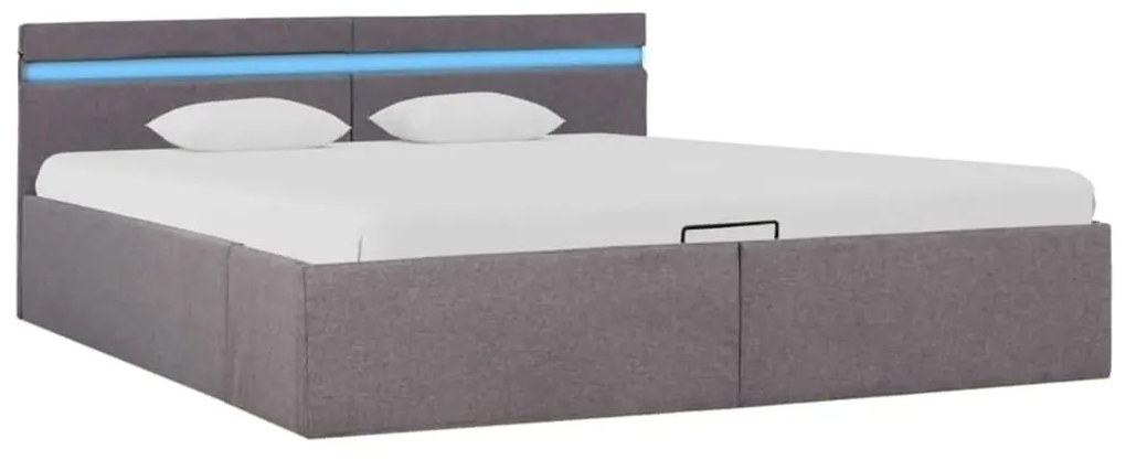 Πλαίσιο Κρεβατιού με Αποθ. Χώρο/LED Taupe 160x200 εκ. Ύφασμα  - Μπεζ-Γκρι