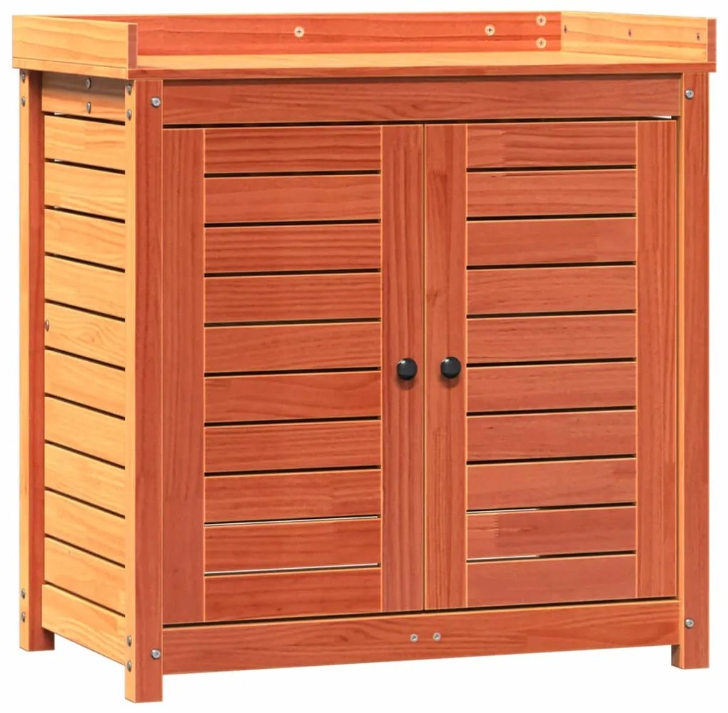 vidaXL Τραπέζι Κηπουρικής με Ράφια Καφέ 82,5x50x86,5 εκ. Μασίφ Πεύκο