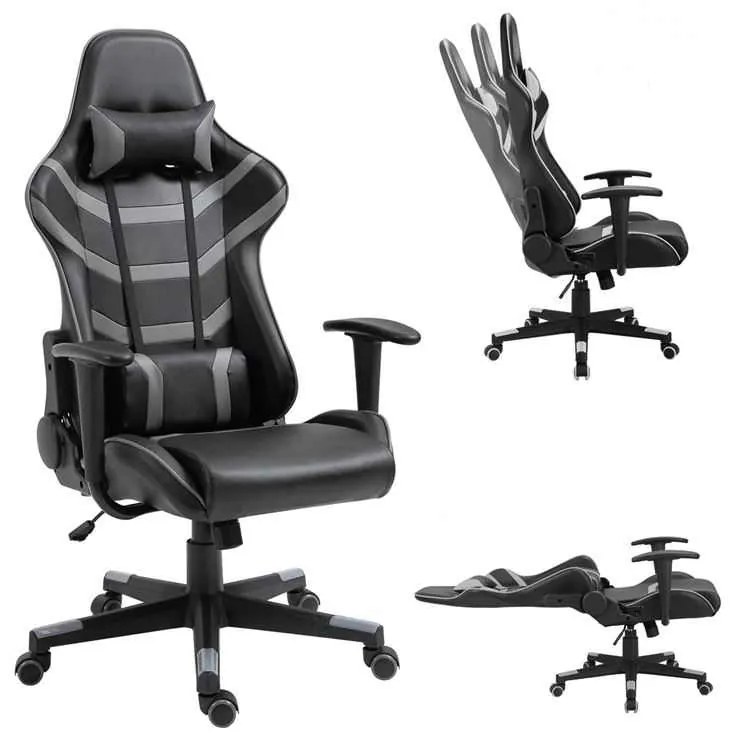 BF9050 Gaming Πολυθρόνα Γραφείου, Ανάκλιση Πλάτης έως 90°, Pu Μαύρο - Γκρι 67x69x124/134cm