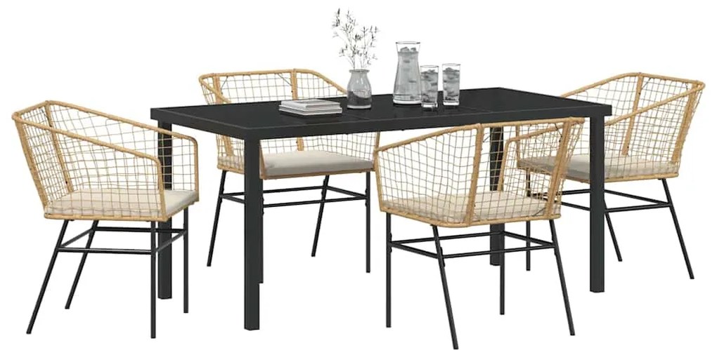 vidaXL Σέτ φαγητού για κήπο 5 pcs Καφέ συνθετικό ρατάν