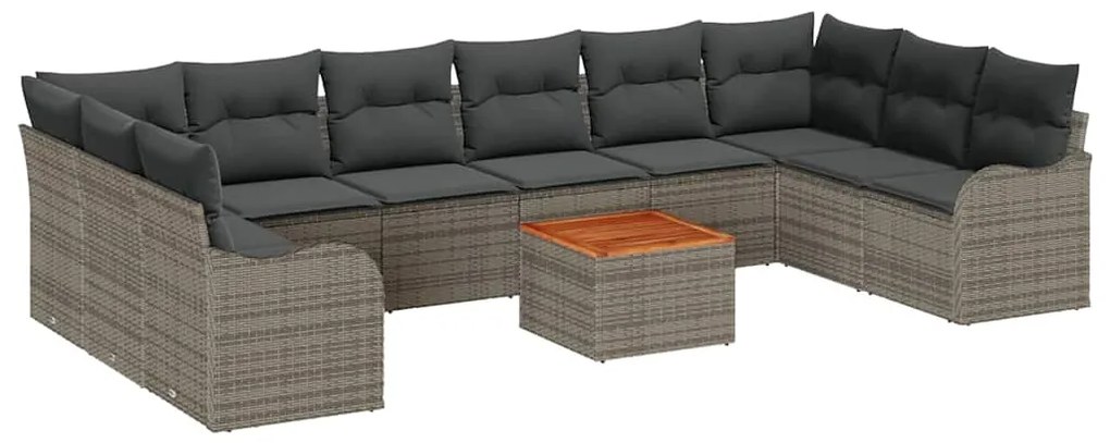 vidaXL Σετ Καναπέ Κήπου με μαξιλάρι 10 pcs Γκρι συνθετικό ρατάν