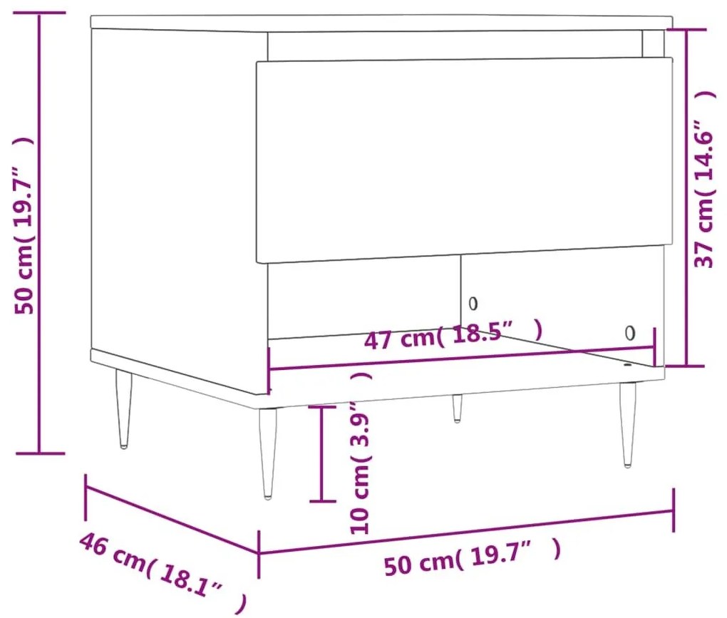 Τραπεζάκια Σαλονιού 2 τεμ. Καφέ Δρυς 50x46x50 εκ. Επεξ. Ξύλο - Καφέ