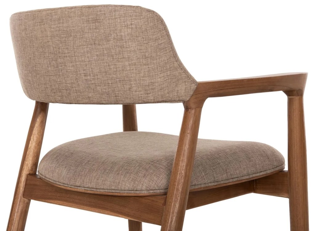 Καρέκλα Πολυθρόνα JAMES Teak Wood με Ύφασμα Σαμπανί 57x52x76Υεκ. 57x52x76 εκ.