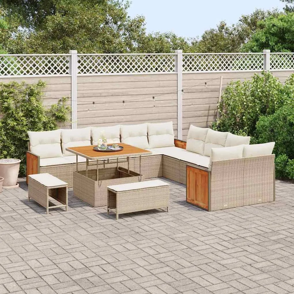 vidaXL Σετ Καναπέ Κήπου 13 pcs μπεζ και κρεμ 100 x 100 x 71 cm
