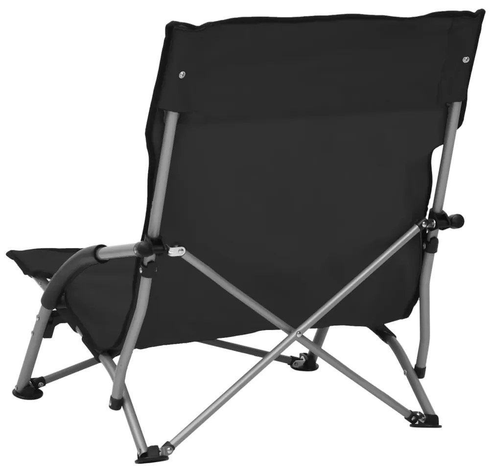 vidaXL Καρέκλες Παραλίας Πτυσσόμενες 2 τεμ. Μαύρες Υφασμάτινες