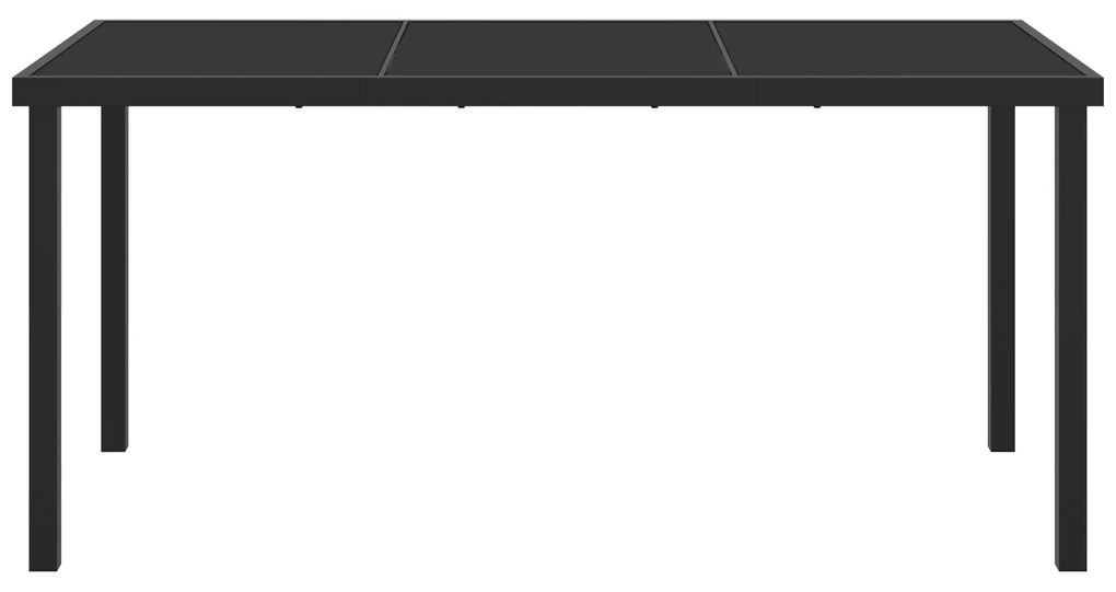 vidaXL Τραπέζι Κήπου Μαύρο 160x80x73 εκ. Σκληρυμένο Γυαλί