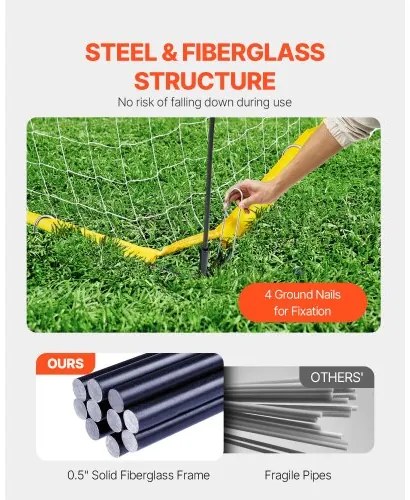 VEVOR 12x6 ft Portable Soccer Goal Kids Soccer Net Carry Bag Backyard Training