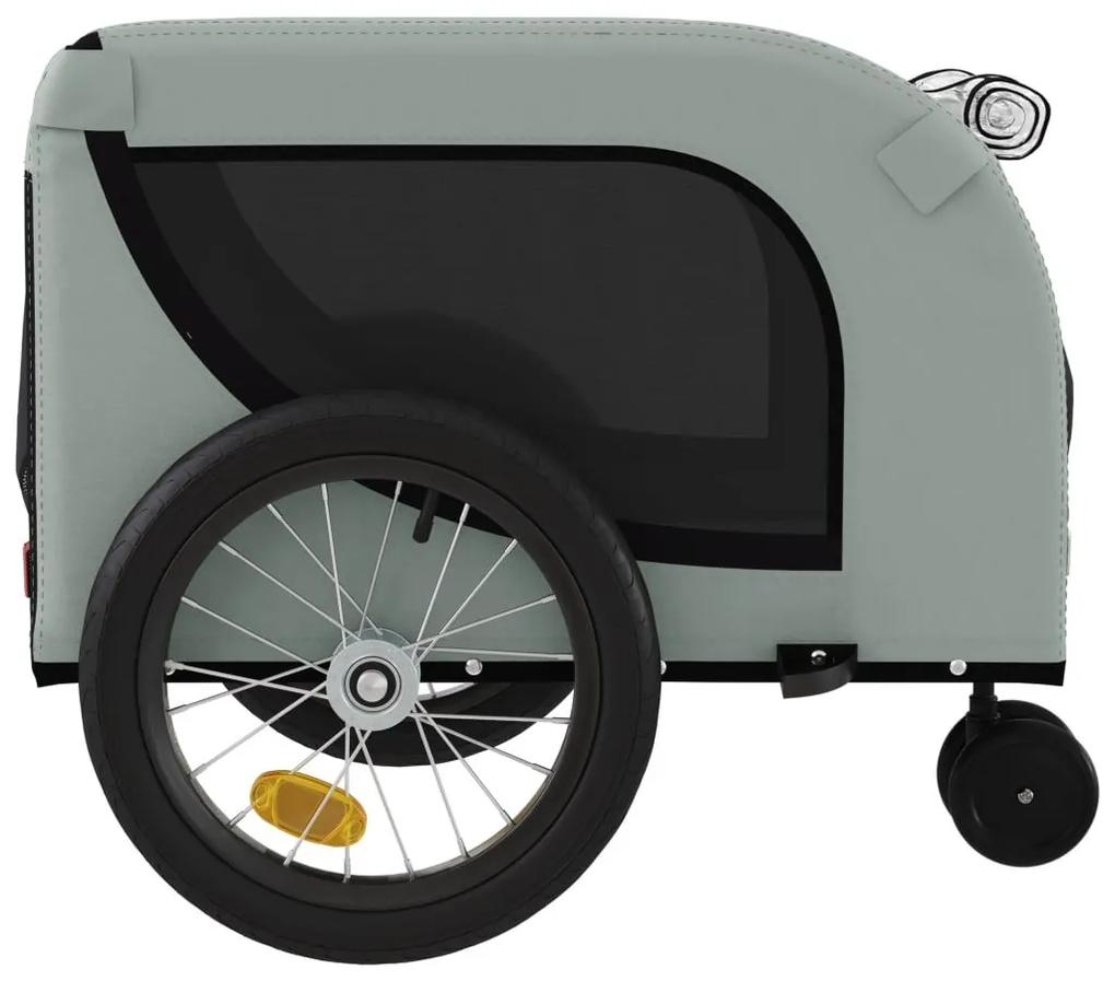 Τρέιλερ Ποδηλάτου Κατοικίδιων Γκρι/Μαύρο Ύφασμα Oxford/Σίδηρος - Γκρι