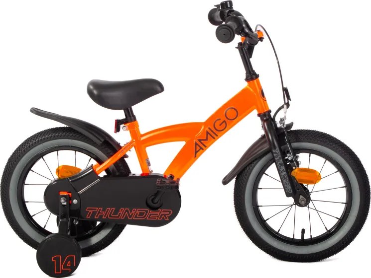 Thunder 14 Inch 22 cm Boys Coaster Brake Neon OrangeBlackAMIGO