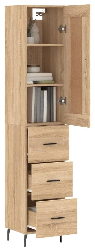 vidaXL Μπουφές Sonoma δρυς 34,5 x 34 x 180 εκ. από Επεξεργασμένο Ξύλο