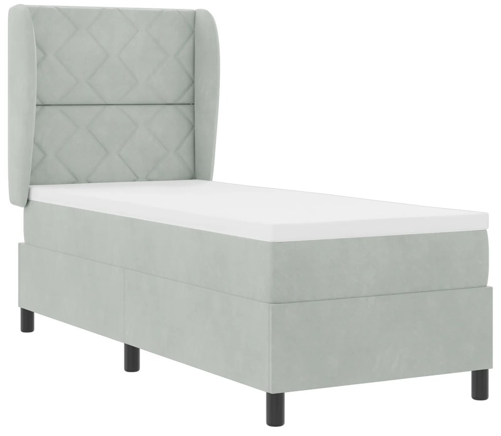 vidaXL κρεβάτι Box Spring με στρώμα ανοιχτό γκρι 80x200 εκ. βελούδο
