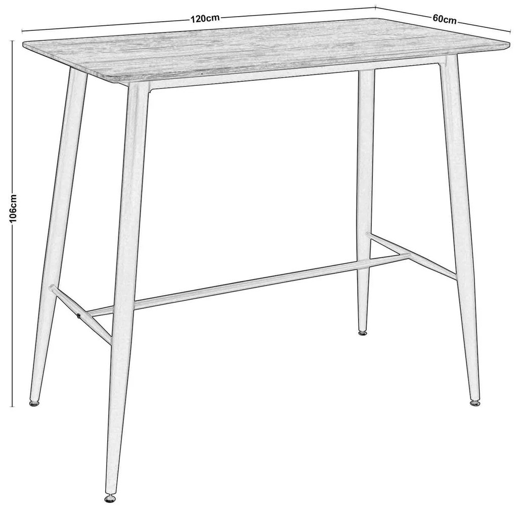 Τραπέζι BAR LAVIDA 120x60 Antique Oak, Μεταλ.Μαύρο
