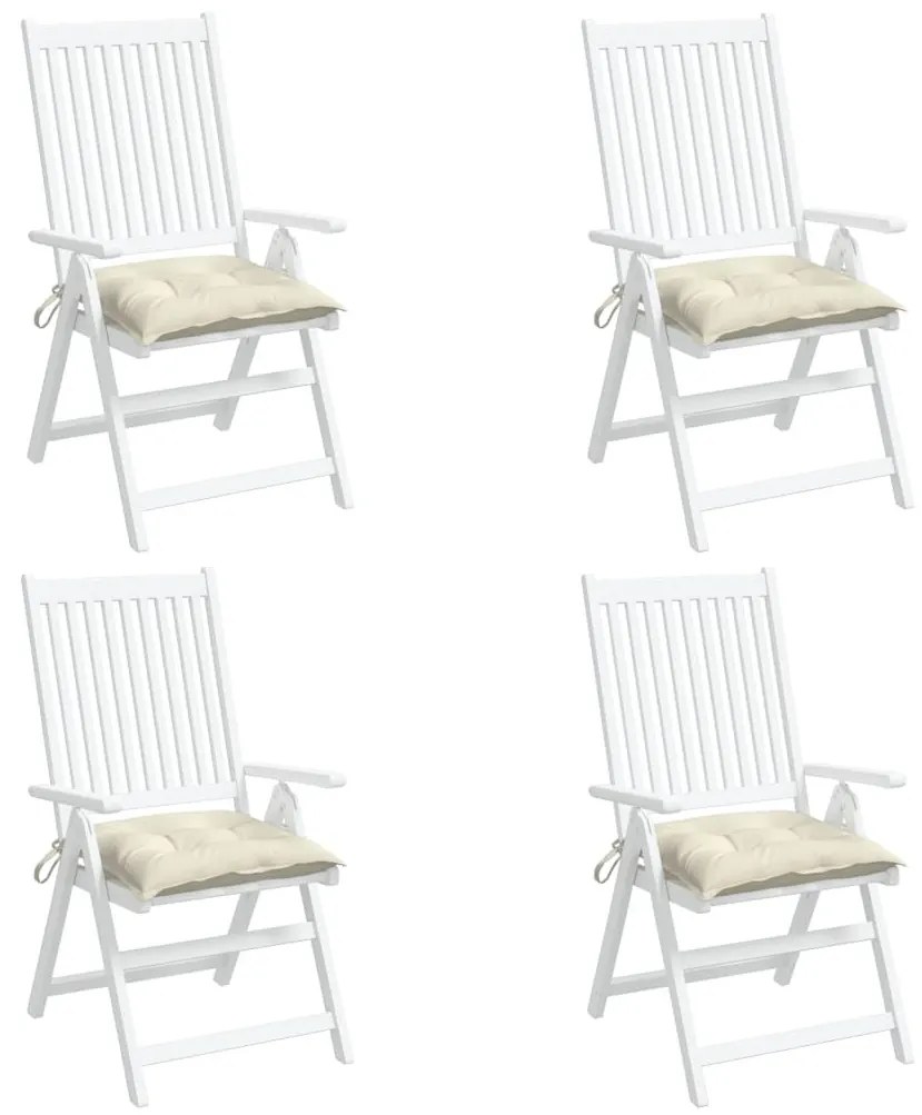 Μαξιλάρια Καρέκλας 4 τεμ. Λευκά 40 x 40 x 7 εκ. Υφασμάτινα - Λευκό