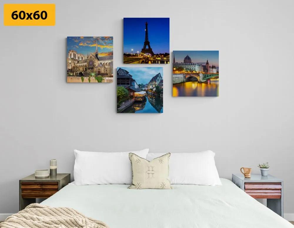 Σετ εικόνων ρομαντική νύχτα Παρίσι - 4x 60x60
