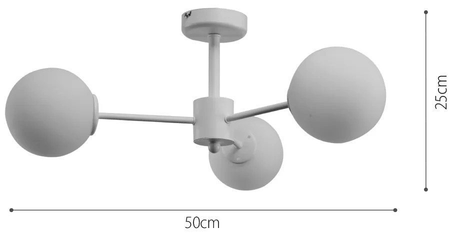 Κρεμαστό φωτιστικό από λευκό μέταλλο και λευκή οπαλίνα 3XG9 D:50cm (5013-3) - Μέταλλο - 5013-3