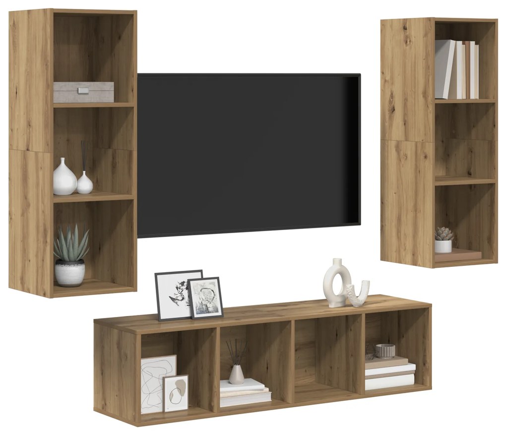 vidaXL Σετ επίπλου τηλεόρασης 3 pcs artisan δρυς 37 x 37 x 142.5 εκ