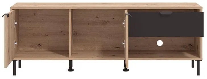 Έπιπλο Τηλεόρασης Mayenne 150 3K1F2V Artisan Oak - Μαύρο Μάτ 151x40x55 εκ. 151x40x55 εκ.
