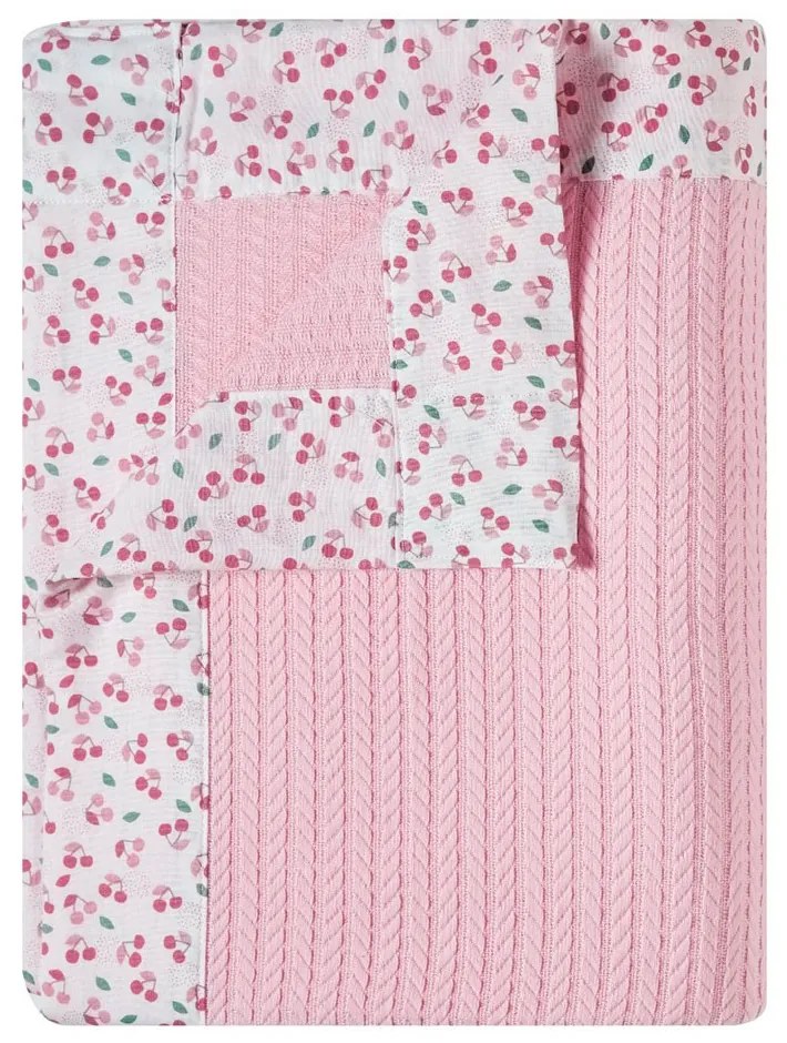 Κουβέρτα Βρεφική Πλεκτή Με Φάσα Cereza Pink Kentia Αγκαλιάς 80x100cm 100% Βαμβάκι