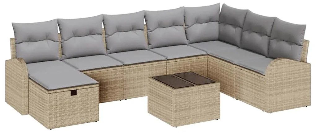 vidaXL Σετ Καναπέ Κήπου 9 pcs μπεζ και ανοιχτό γκρι 289 x 179 x 85 εκ.
