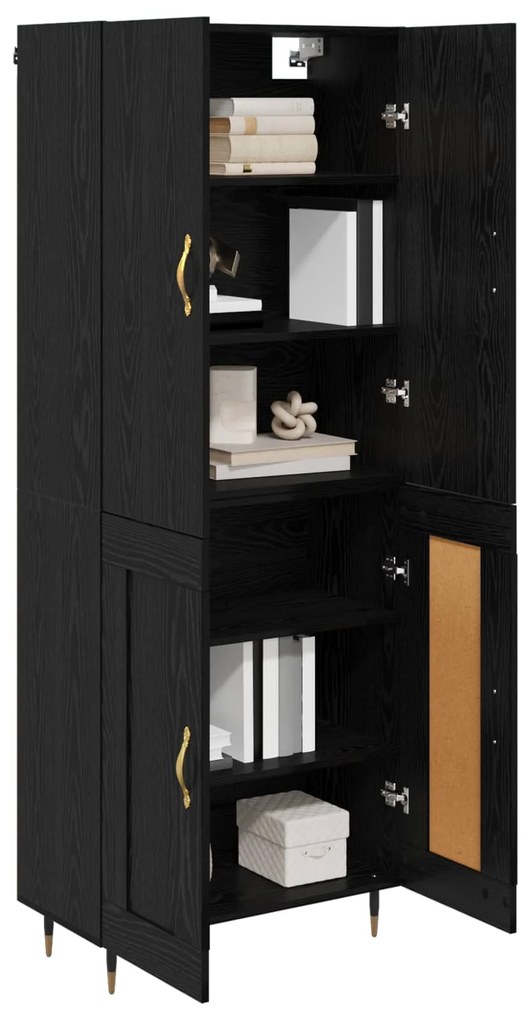 vidaXL Highboard Μαύρη Οξυά 69,5 x 34 x 180 εκ. Επεξεργασμένο ξύλο