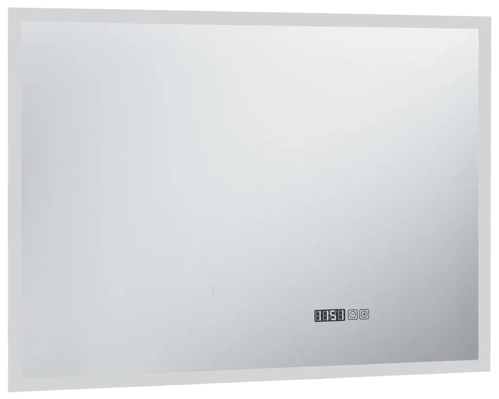 Καθρέφτης Μπάνιου με LED/Αισθητήρα Αφής και Οθόνη Ώρας 100x60εκ - Ασήμι