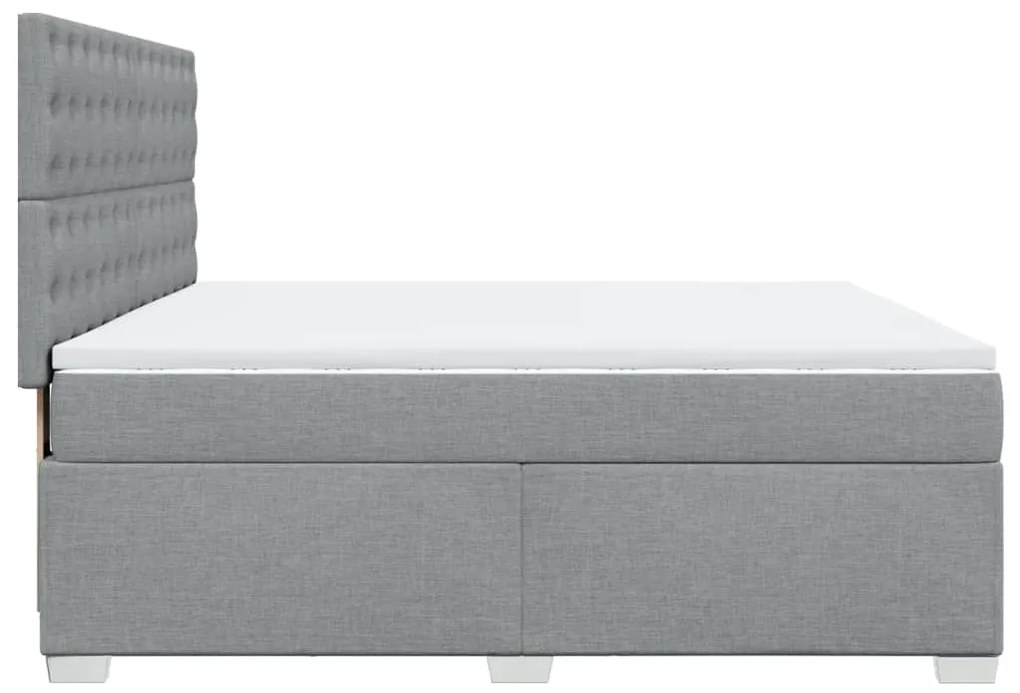 Κρεβάτι Boxspring με Στρώμα Ανοιχτό Γκρι 180x200 εκ. Υφασμάτινο - Γκρι