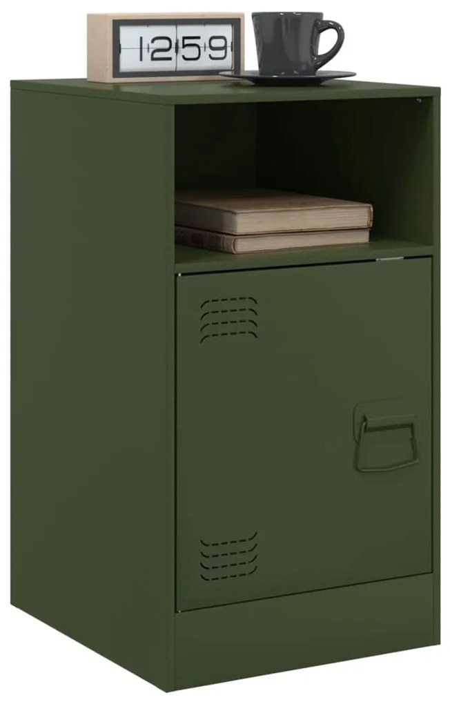 vidaXL Κομοδίνα 2 τεμ. Πράσινο Λαδί 34,5x39x62 εκ. από Χάλυβα