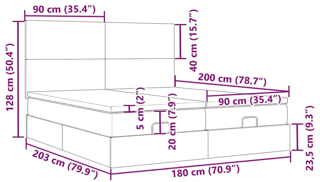 Οθωμανικό κρεβάτι με στρώματα μπλε 180x200cm ύφασμα - Μπλε