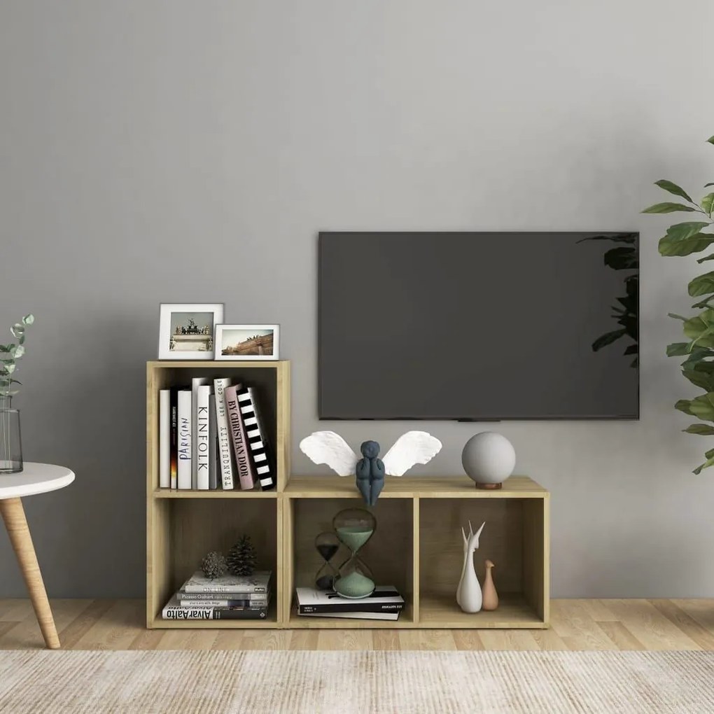 Έπιπλα Τηλεόρασης 2 τεμ Sonoma Δρυς 72x35x36,5εκ Επεξ. Ξύλο 3079946