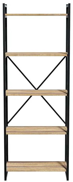 Βιβλιοθήκη Baker pakoworld καρυδί-μαύρο 66x34x180εκ