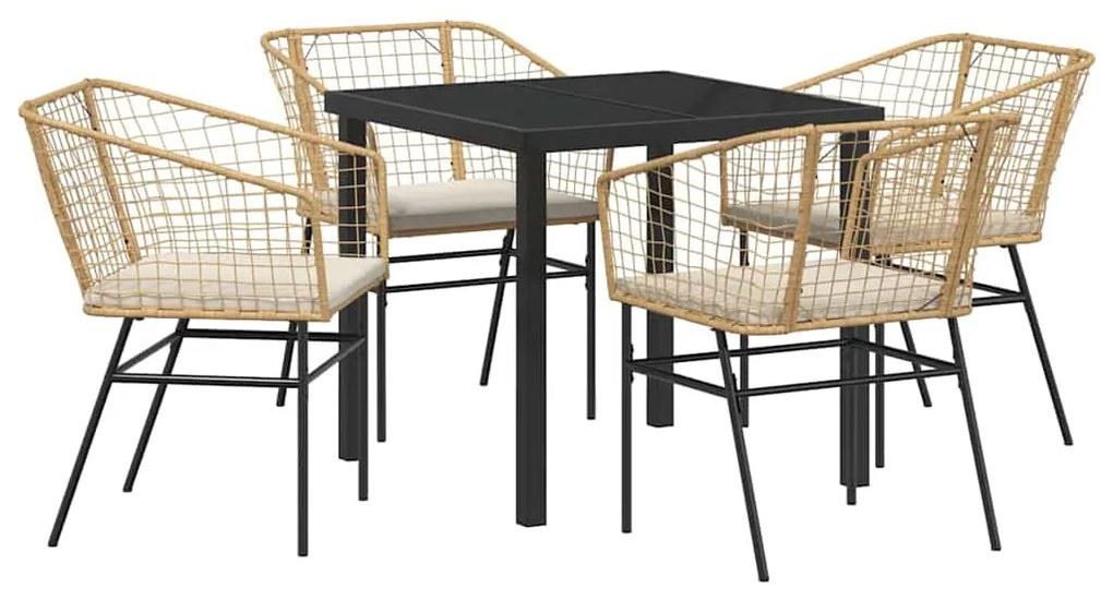 vidaXL Σέτ φαγητού για κήπο 5 pcs Καφέ συνθετικό ρατάν