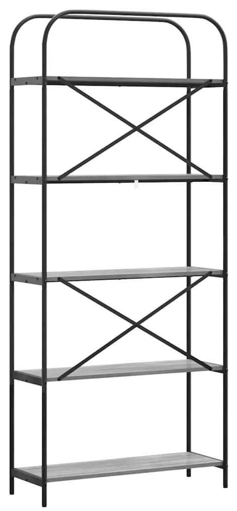 vidaXL Ράφι Βιβλίων Γκρίζο Σονομα 80 x 30 x 183 εκ Επεξεργασμένο ξύλο