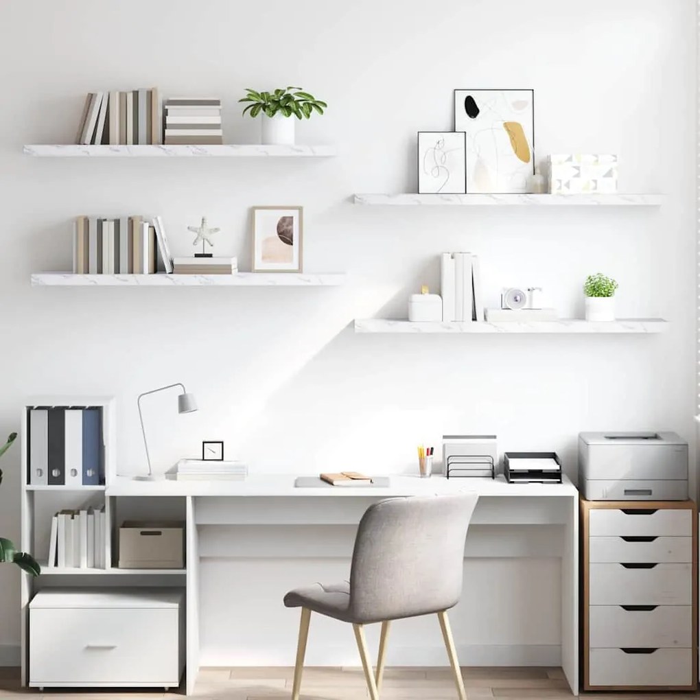 vidaXL Ράφι Τοίχου Επιτοίχιο 4 pcs Λευκό Μάρμαρο 120 x 23,5 x 4 εκ