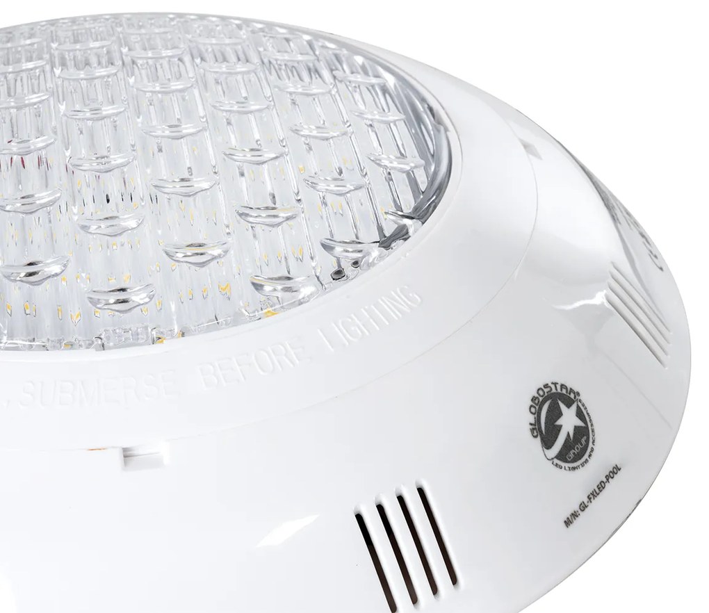 GloboStar® POOLΕΤΙ 61540 PRO Φωτιστικό Πισίνας LED 25W 1875lm 120° AC/DC 12V Αδιάβροχο IP68 IK06 Tempered Glass Φ30 x Υ6.5cm Θερμό Λευκό 2700K - Bridgelux Chip - 2 Meter VDE Certified Cable - 3 Years Warranty