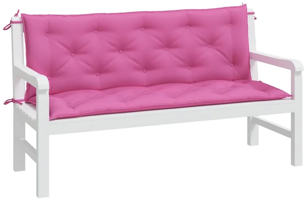 vidaXL Μαξιλάρια Πάγκου Κήπου 2 τεμ. Ροζ 150x50x7 εκ. Υφασμάτινα