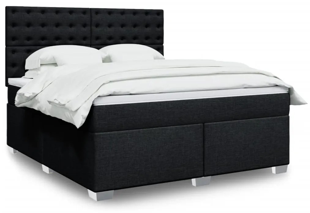 vidaXL Κρεβάτι Boxspring με Στρώμα Μαύρο 180x200 εκ. Υφασμάτινο