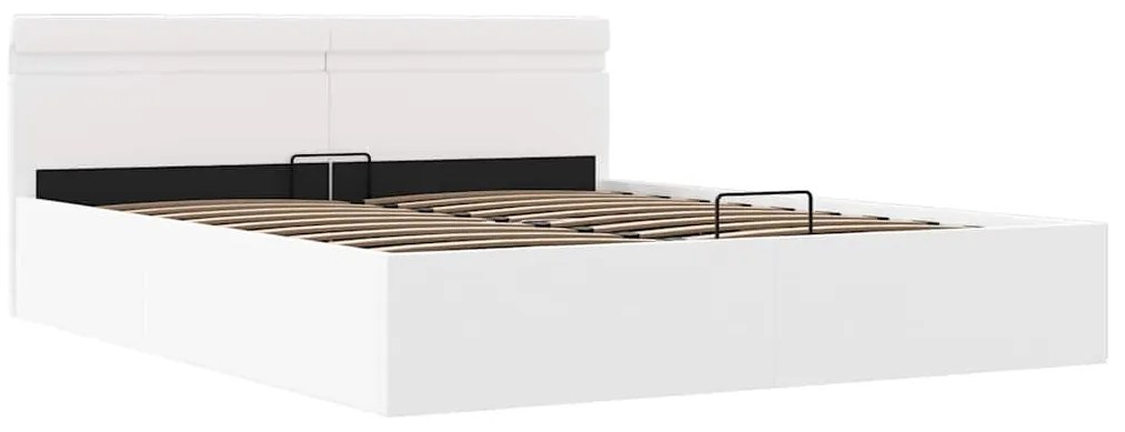 vidaXL Πλαίσιο Κρεβατιού Αποθ. Χώρο/LED Μαύρο 160x200 εκ. Δερματίνη