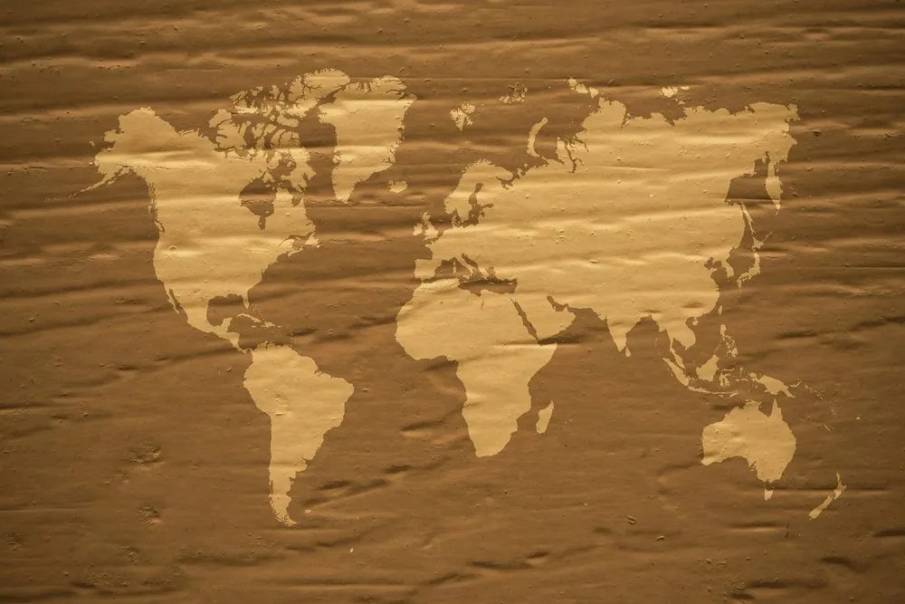 Εικόνα ενός καφέ παγκόσμιου χάρτη σε έναν φελλό - 90x60