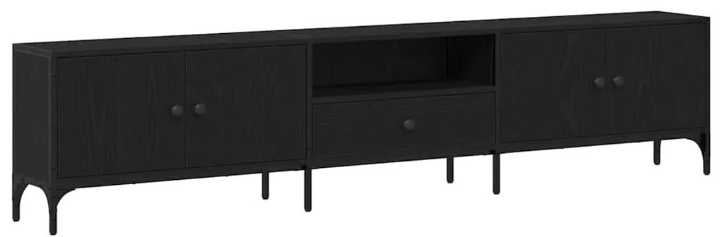 vidaXL Ντουλάπι TV Μαύρη δρυς 200 x 25 x 44 εκ Επεξεργασμένο ξύλο