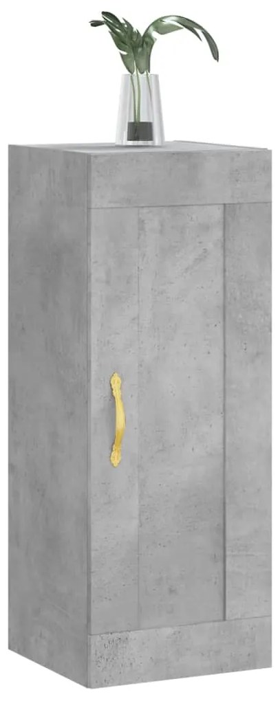 vidaXL Ντουλάπι Τοίχου Γκρι Σκυροδέματος 34,5x34x90 εκ. Επεξεργ. Ξύλο
