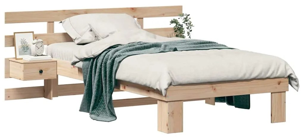 vidaXL Σκελετός Κρεβατιού Καφέ 75 x 190 cm Στερεά ξυλεία πεύκου
