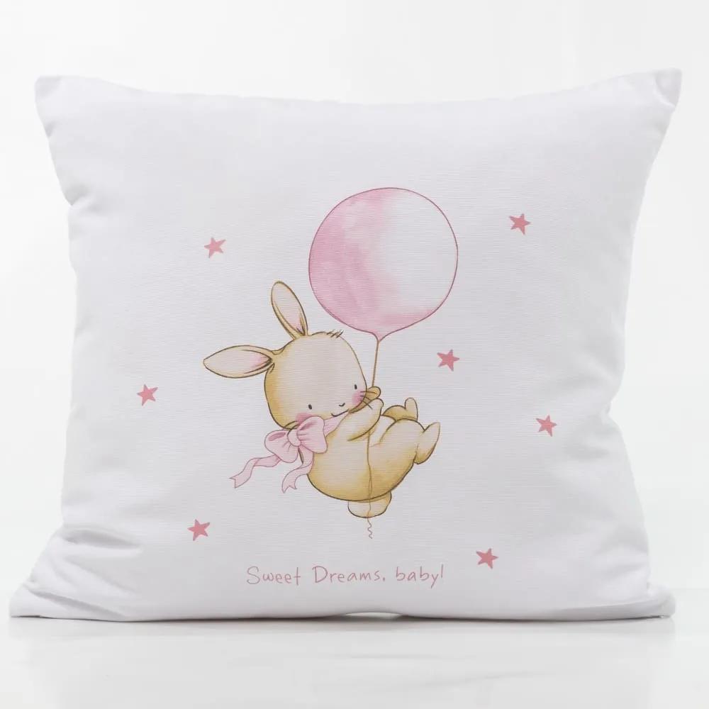 Borea Μαξιλάρι Διακοσμητικό Printed Sweet Dreams Baby Λευκό-Ροζ 45 x 45 cm Λευκό-Ροζ