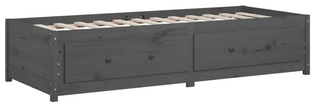 vidaXL Καναπές Κρεβάτι Γκρι 90 x 200 εκ. από Μασίφ Ξύλο Πεύκου