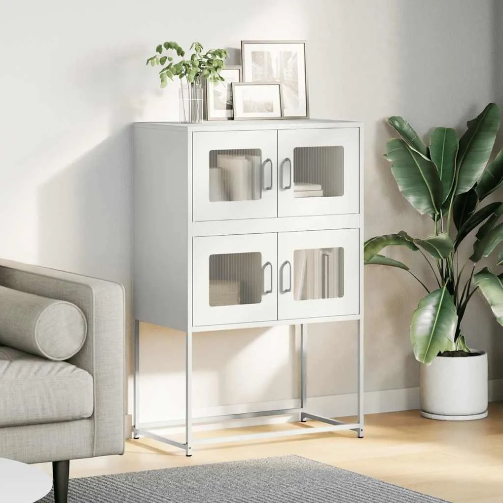 vidaXL Highboard Λευκό 68x39x107 cm Ατσάλι