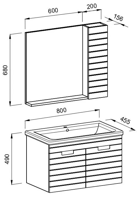 Σετ Έπιπλο Μπάνιου VEGA 80 MDF Καπουτσίνο Λάκα 80x46x130 εκ.