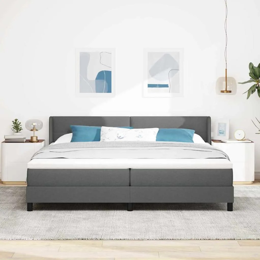 vidaXL Κρεβάτι box spring με στρώμα με στρώμα Σκούρο γκρι 200 x 200 cm