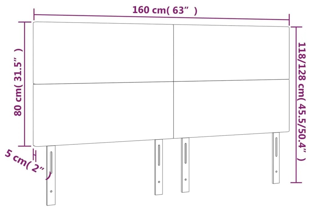 vidaXL Κεφαλάρι Κρεβατιού LED Ροζ 160x5x118/128 εκ. Βελούδινο