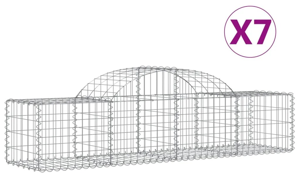 vidaXL Συρματοκιβώτια Τοξωτά 7 τεμ. 200x50x40/60 εκ. Γαλβαν. Ατσάλι