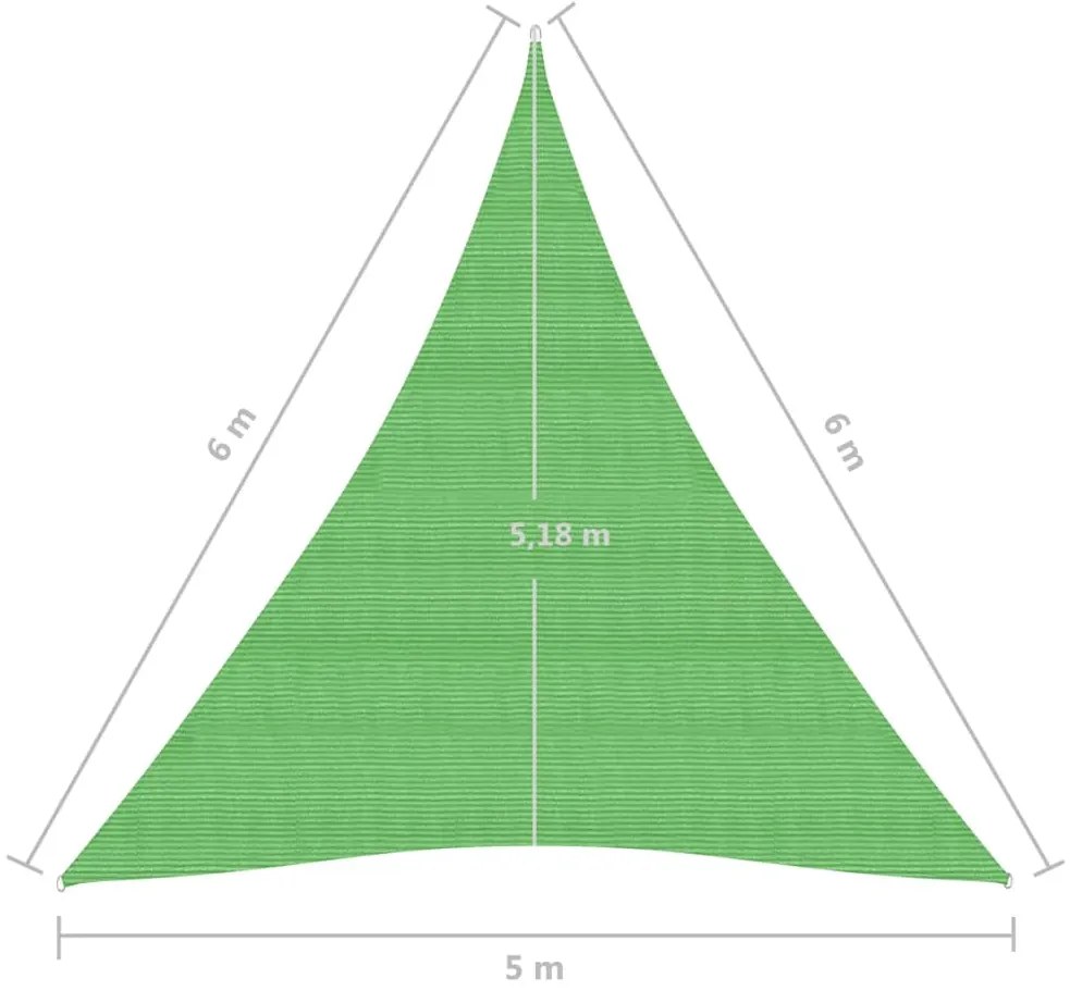 Πανί Σκίασης Ανοιχτό Πράσινο 5 x 6 x 6 μ. από HDPE 160 γρ./μ² - Πράσινο