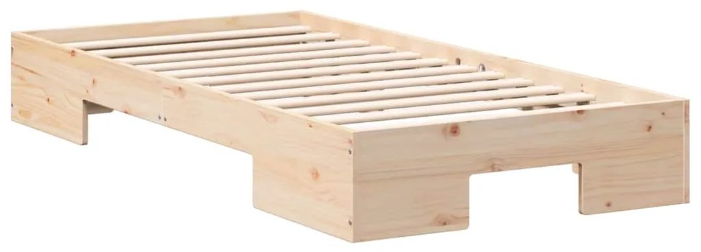 vidaXL Κρεβάτι δαπέδου Καφέ 90 x 200 cm Μασίφ ξύλο πεύκου